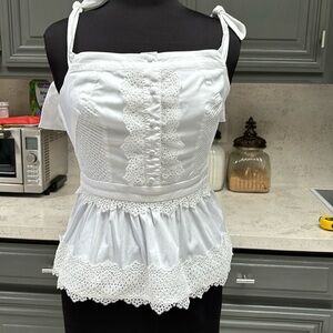 Guess white top with shoulder ties